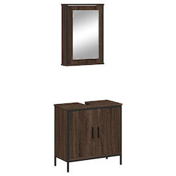 vidaXL Cabinet de chiuveta cu oglindă L42xl12xH60cm Maro