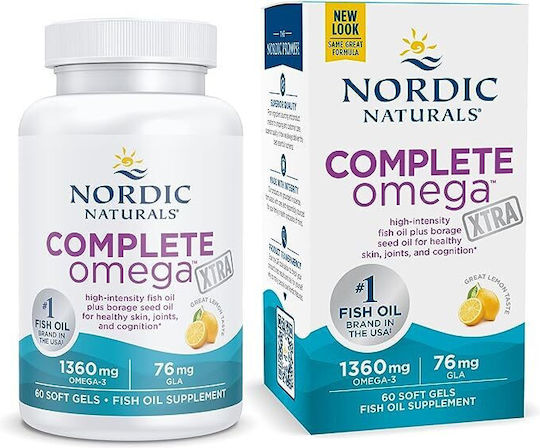 Nordic Naturals Complete Omega Xtra Fischöl 1360mg 60 Weiche Kapseln mit Geschmack Zitrone