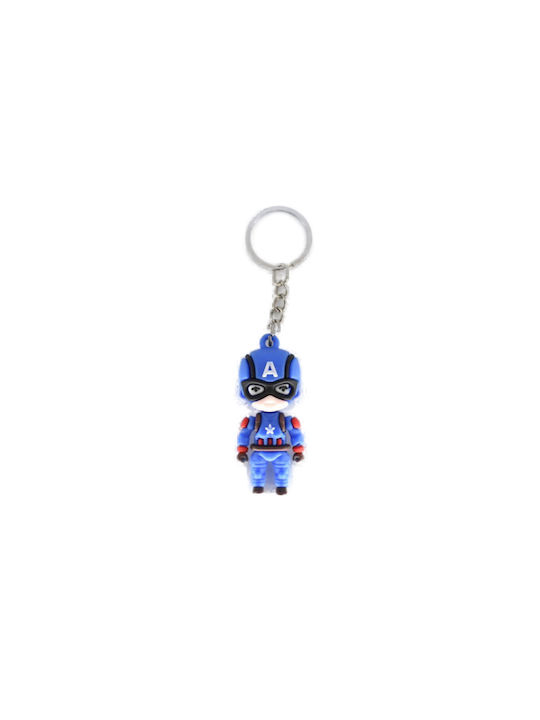 Plastic Captain America Blue Keychain