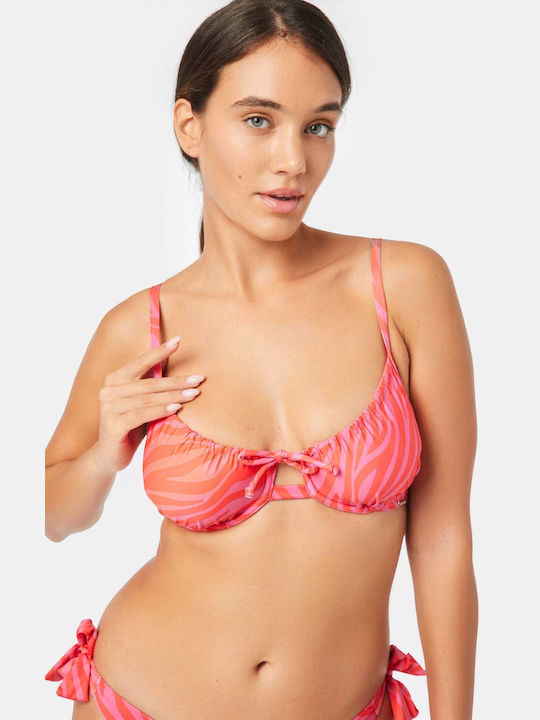 Top de bikini pentru femei cu sârmă Minerva Mendoza Fuchsia Lilac Zebra