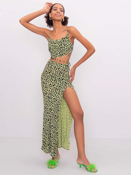 Leopard Green Skirt Set