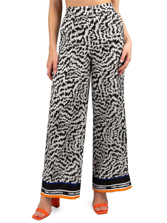 Karl Lagerfeld Femei Țesătură Pantaloni largi Black/White
