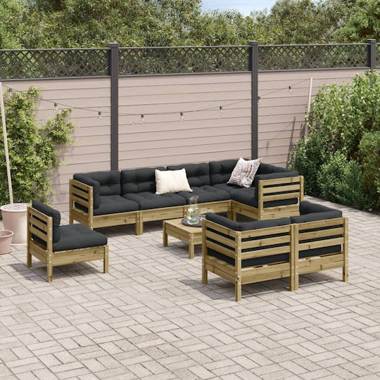 Garten- und Outdoor-Möbelsets 9 Stück Anthrazit mit Kissen