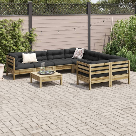 vidaXL Garden & Outdoor Furniture Sets Living Room Set 9 Pieces Anthracite with Pillows