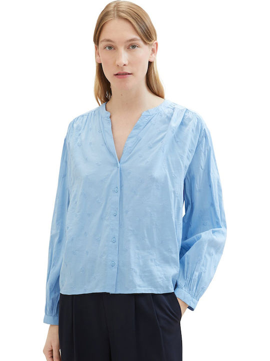 Tom Tailor Women's Long Sleeve Shirt Sky Blue