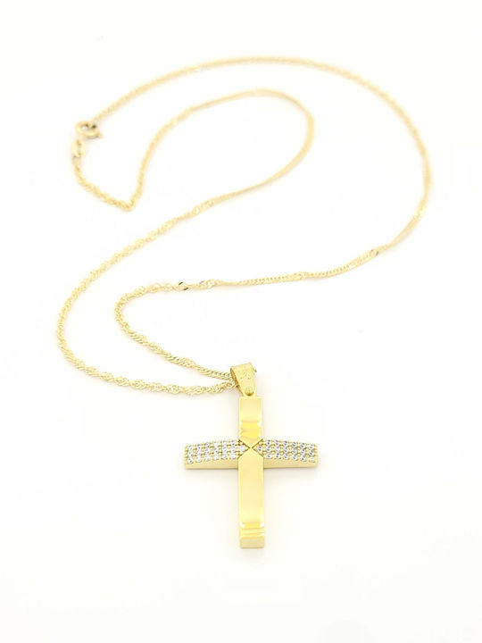 Anorado Damen Gold Kreuz 14K mit Kette
