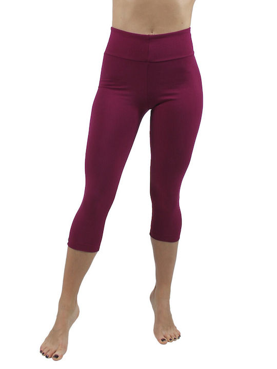 H&S Women's Capri Training Legging High Waisted & Push Up Bordeaux