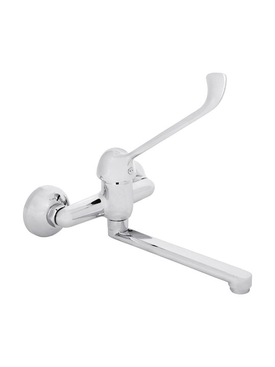 Invena Wall Kitchen Faucet Silver