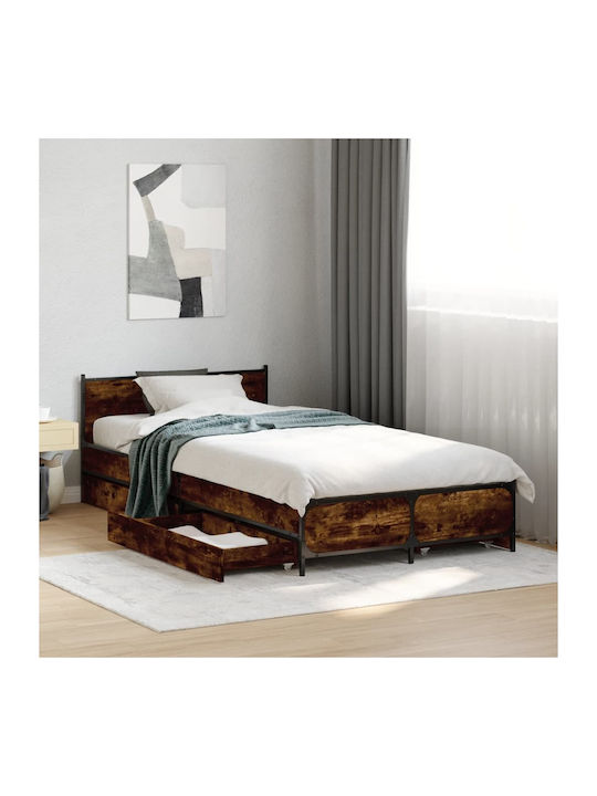 Einzelbett Aus Holz Gebeizte Eiche Mit Lattenro...