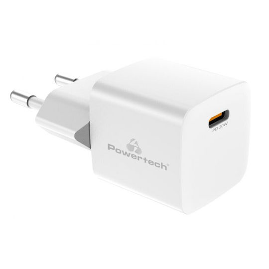 Powertech Φορτιστής Χωρίς Καλώδιο με Θύρα USB-C 20W Power Delivery / Quick Charge 2.0 / Quick Charge 3.0 Λευκός (PT-1223)