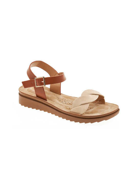 Verde Women's Sandals with Ankle Strap Beige