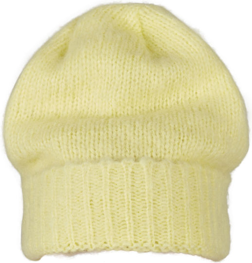 Beanie Unisex Σκούφος με Rib Πλέξη σε Κίτρινο χρώμα