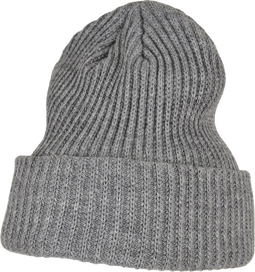 Beanie Unisex Σκούφος με Rib Πλέξη σε Γκρι χρώμα