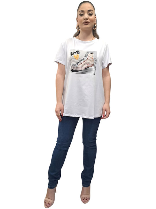 Remix Damen Oversized T-Shirt Weiß
