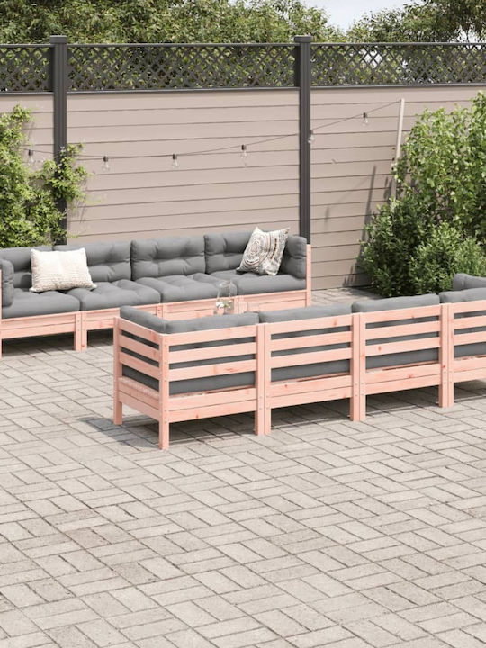 vidaXL Garden & Outdoor Furniture Sets Living Room Set 9 Pieces Grey with Pillows
