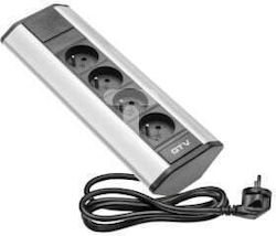 Gtv Steckdosenleiste 4 Steckdosen mit Kabel 2m Silber Gtv Steckdosenleiste 4 Steckdosen mit Kabel 2m Silber
