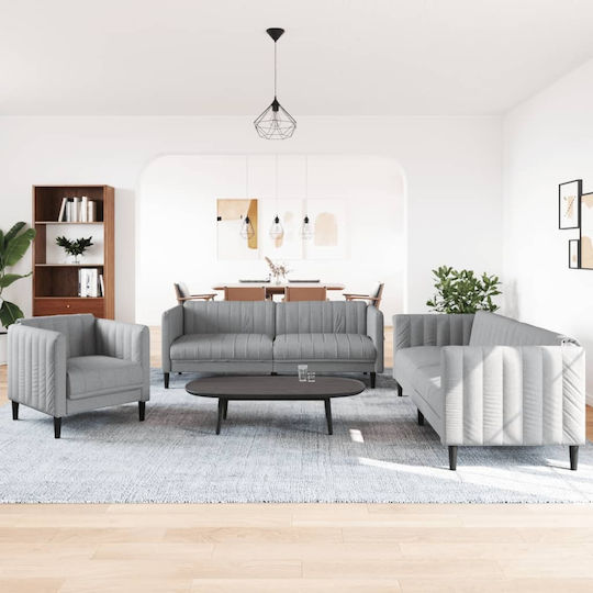 Living Room Furniture Set 3-Seater & 2-Seater & Armchair Gray