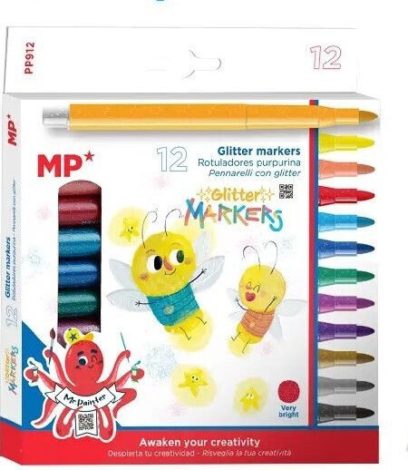Madrid Papel Glitter Drawing Markers Set 12pcs