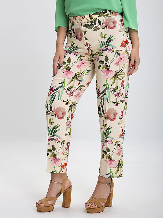Luisa Viola Women's Fabric Trousers Floral Multi Color