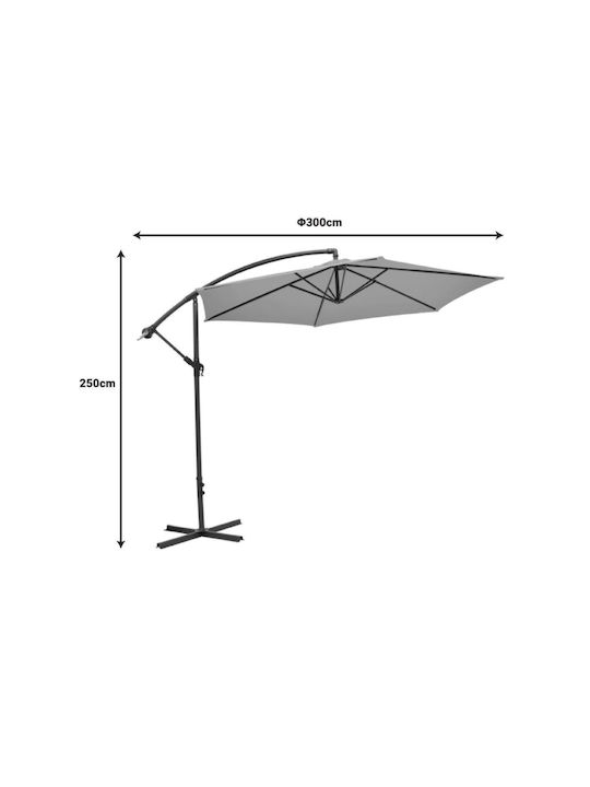 Professional Umbrella Hanging Round Aluminum Jiopel Beige / Grey with Base D3m
