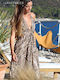 Lara Ethnics Iris Maxi Kleid mit Schlitz Khaki