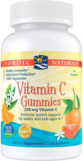 Nordic Naturals Vitamin C Gummies Vitamin for Immune System Boost, the Skin & Antioxidant Action 250mg Mandarin 120 jelly beans