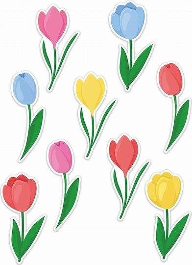 Learnhow Spring Window Decorations Tulips 01 9pcs