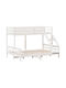 Kids Bed Bunk Semi Double White for Mattress 140x200cm