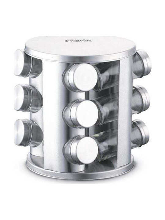 Kamille Inox Tabletop Rotating Spice Rack Gray