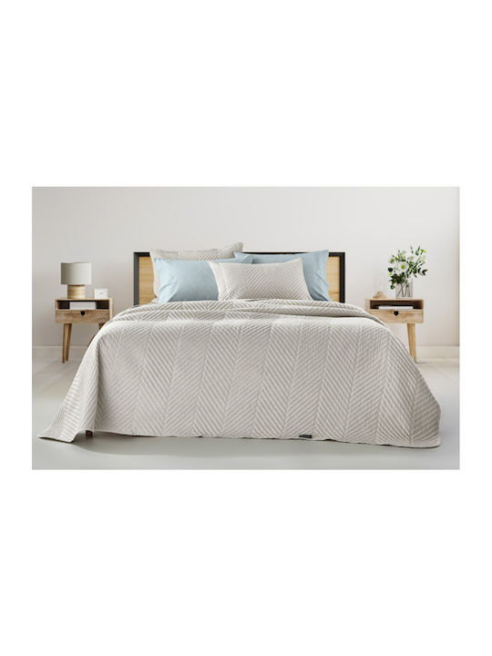 Guy Laroche Bone Set Coverlet Queen Size Microfiber Bone Natural 250x240cm 2pcs