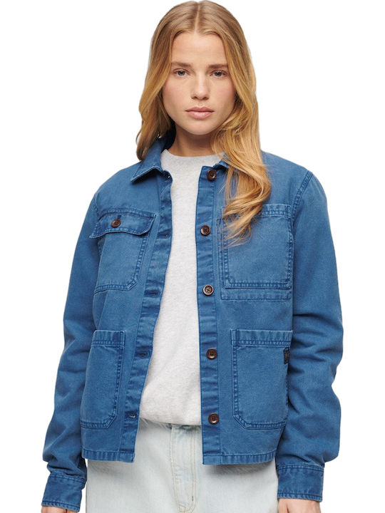Superdry Γυναικείο Overshirt Μπλε