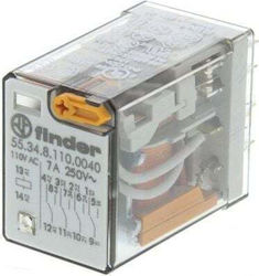 Finder Βιομηχανικό Ρελέ Λυχνίας 110V 55.34.8.110.0040