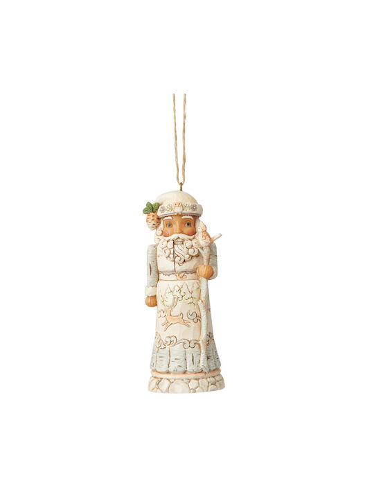 Enesco Christmas Hanging Nutcracker Synthetic Resin White With Gold Dust With Beads White