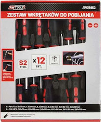 AWTools Set 12 Magnetice Șurubelnițe cu 12 Vârfuri Schimbabile