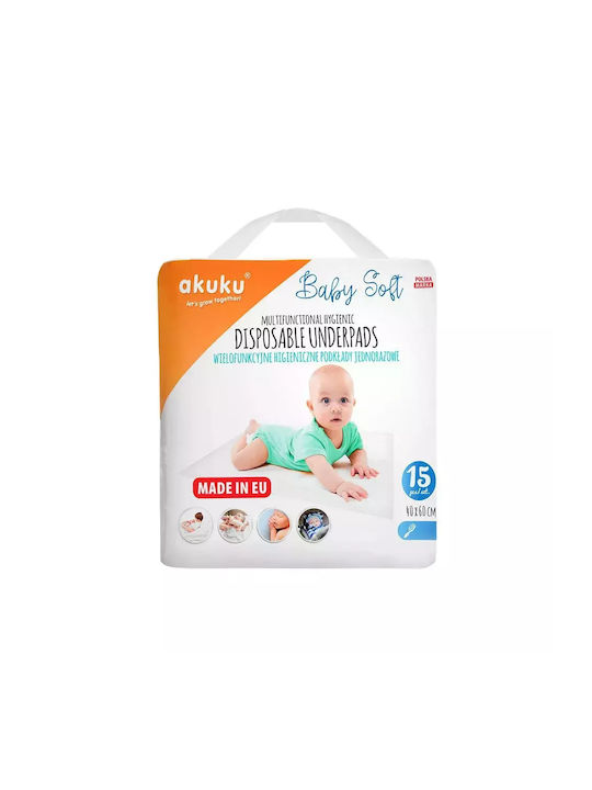Akuku Waterproof Changing Pads White White 40x60cm. 15pcs