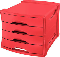 Esselte Desktop Drawer 4 Positions 84.5x38x28.5cm Red