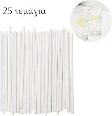 Straws Paper White 25pcs