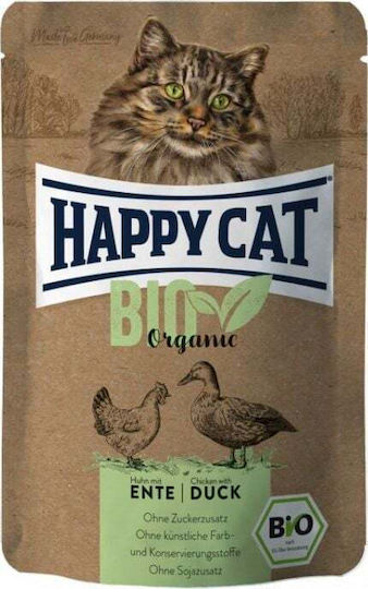 Happy Cat Nassfutter für Erwachsene Katzen in Beutel mit Huhn und Ente 85gr