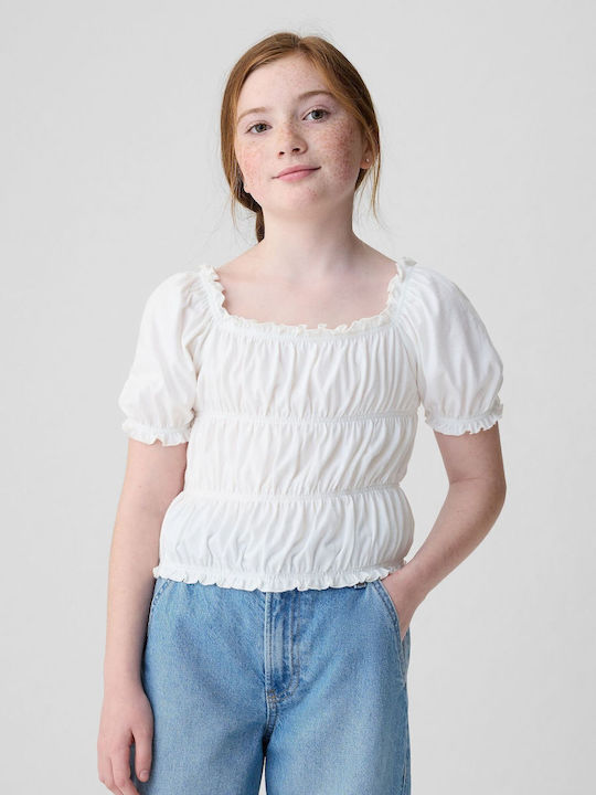 GAP Kids Blouse Short Sleeve Off White