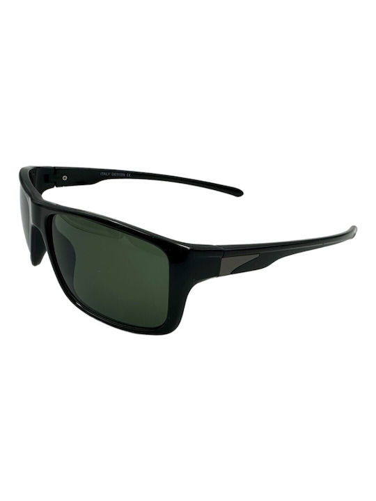 V-store Men's Sunglasses with Black Plastic Frame and Black Lens 3122-03