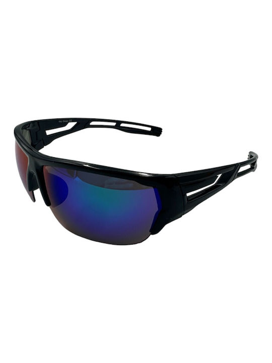 V-store Sonnenbrillen mit Schwarz Rahmen und Blau Spiegel Linse 5292-03