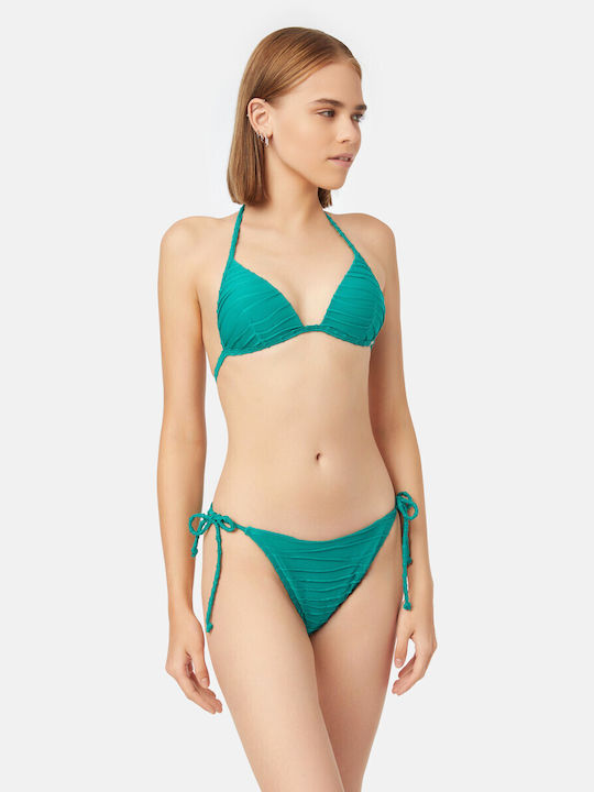 Minerva Bikini Slip mit Schnürchen Green