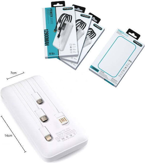 Treqa TR-931 Power Bank 10000mAh με Θύρα USB-A Λευκό