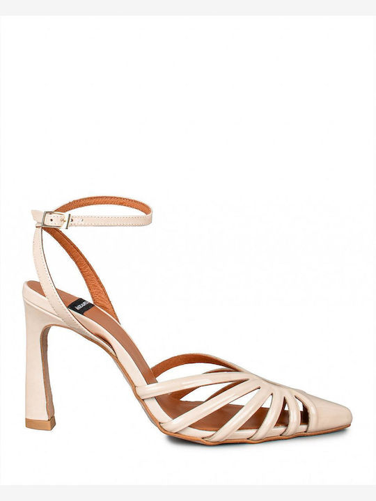 Pumps mit Riemchen Beige
