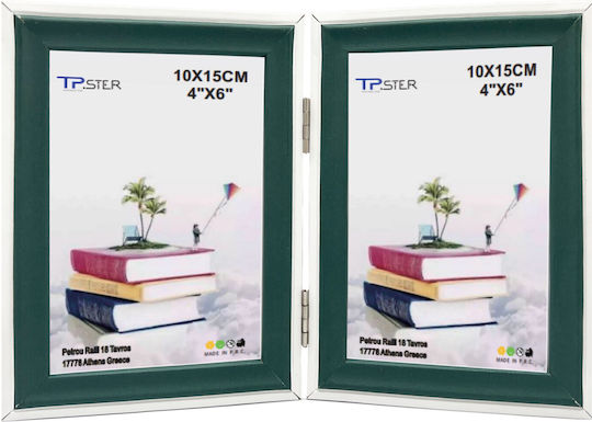 Tpster Multi Picture Frame 2 Slots Wooden with Green Frame