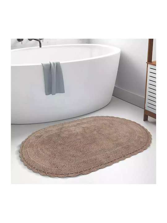 Lino Home Badematte Baumwolle Oval Libata 2500000789 Taupe 50x80cm