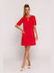 M788 A-Line Dress with Pockets Red