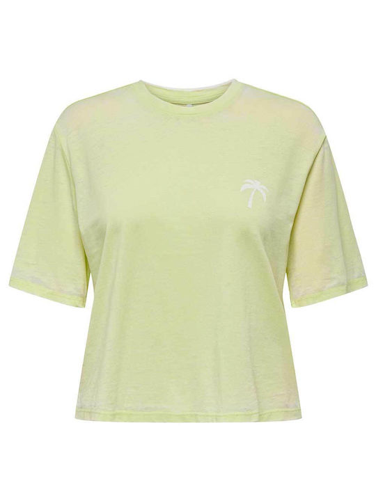 Only Women's Blouse Cotton Short Sleeve Shadow Lime