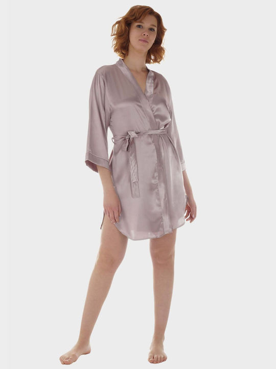 G Secret Summer Women's Satin Robe Sand