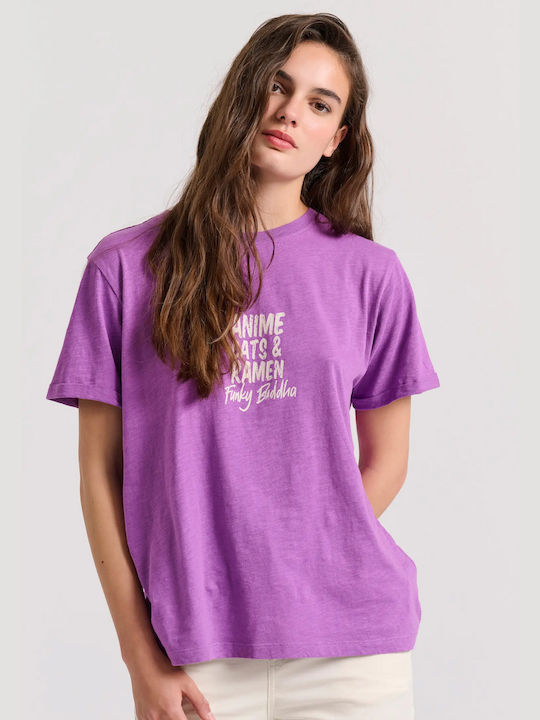 Funky Buddha Damen Sport T-Shirt Vivid Purple